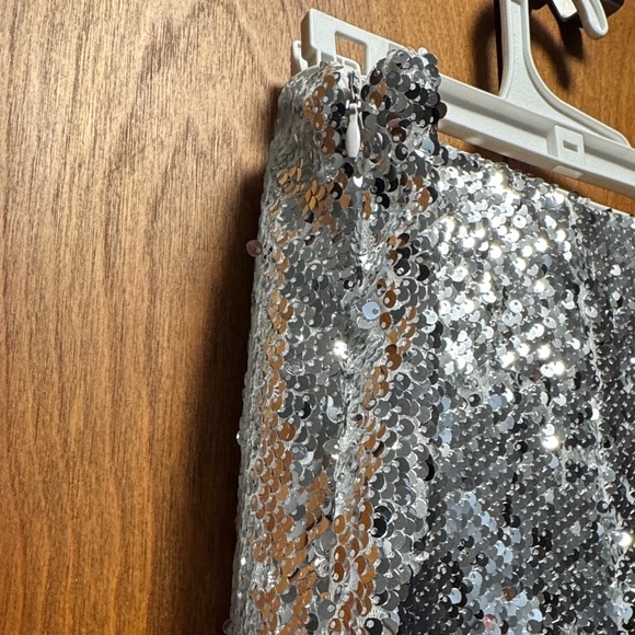 NWT Endless Rose Silver Sequin Flare Pants - Picture 3 of 8